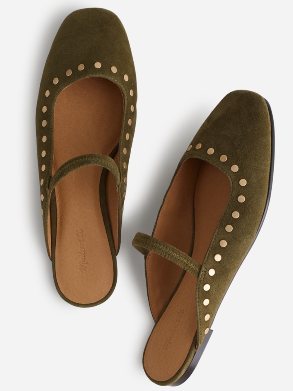 Madewell Greta Ballet Flat Suede Mule With Studs 8 New